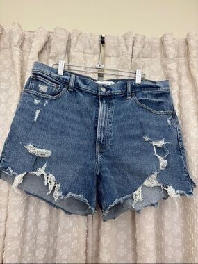 Abercrombie & Fitch Distressed Blue Jean Shorts